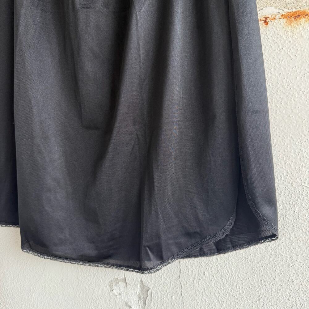 Vintage Black Nylon Half Slip Skirt Lace Trim Midi Length Underskirt Lingerie M - Picture 2 of 5